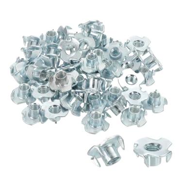 Imagem de PATIKIL Porcas em T de 5/40.6 cm x 3/20.3 cm, 50 peças de porcas em T de 4 pontas, inserções roscadas para trabalhar em madeira, escalada para móveis, azul