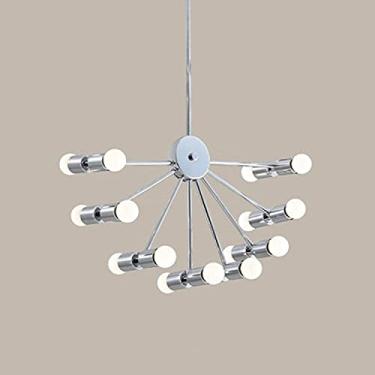 Imagem de Lustre nórdico,Luzes pendentes de lustre,Lustre de arte em ferro conciso,Sala de estar e jantar,Iluminação espetacular durante a iluminação - Cromado 55 * 32 cm