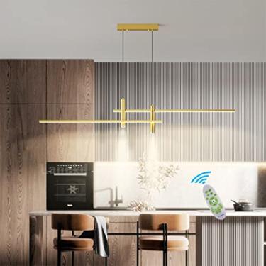 Imagem de Luminárias pendentes pretas reguláveis modernas para ilha de cozinha e sala de jantar, lustre de designer linear ajustável em altura para cozinha, escritório, sala de estar e bar, luminária