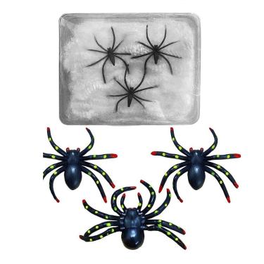 Imagem de Teia Aranha Hallowen 6 Tarantulas Decoraçao Dia Das Bruxas Festa Pegadinha Susto Terro...