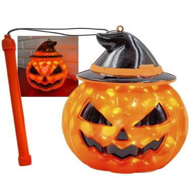 Imagem de Lanterna Cabeça de Abobora Halloween LED Luz Sensor Barulho Voz Festa Tematica Decoraçao Casa Assombrada Susto Terror