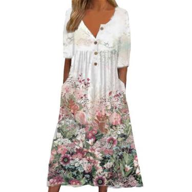 Imagem de Vestido maxi Guteidee feminino boho floral de verão com bolsos