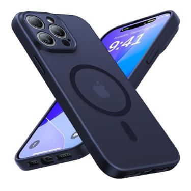 Imagem de Faiono Capa magnética para iPhone 15 Pro Max [proteção total da câmera] [proteção de nível militar] [compatível com MagSafe] Capa protetora fina à prova de choque para iPhone 15 Pro Max, azul titânio