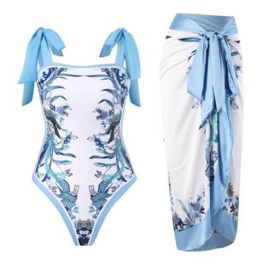 Imagem de Maiô feminino Capecage de peça única com capa de praia vermelha