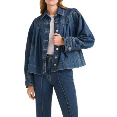 Imagem de Jaqueta jeans cortada EZAPINE de manga comprida para mulheres