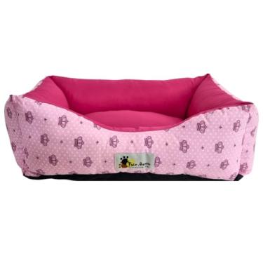 Imagem de Cama Cachorro Gato Caminha Pet Macia Confortável Zíper Tamanhos P M G (Médio, Coroa Rosa)
