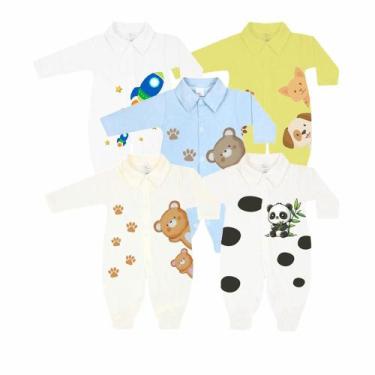 Imagem de Kit 5 Peças Macacão Estampado Suedine Roupa de Bebê Inverno - Koala Ba