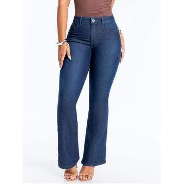 Imagem de Calça Flare Jeans Feminina Biotipo Stretch Petit Para Baixinhas Confor