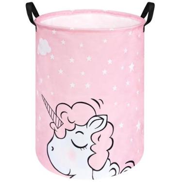 Imagem de Cesto de roupa suja VAIVUSTO 50x40 cm, leve, lona, rosa