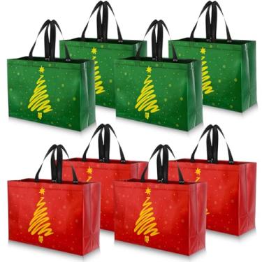 Imagem de Tiamon 12 unidades de sacos de presente de Natal com alças grandes sacos de Natal para presentes, não tecido, guloseimas de Natal, doces, petiscos, presentes de embrulho para lembrancinhas de festa de