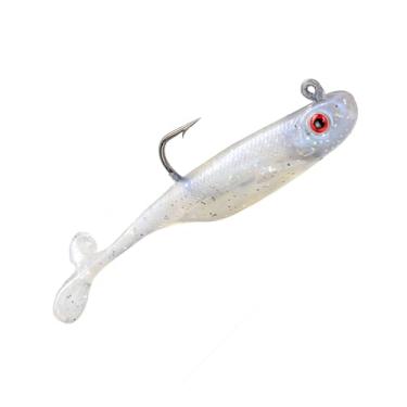 Imagem de Strike King (SKPNGR338-84) Isca de pesca Pinger Minnow, Jerkbait de plástico macio pré-equipado, otimizada para sonar ao vivo, perfil realista, 7,5 cm, gancho 3/0, pacote com 3, pérola