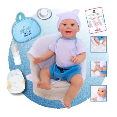 Imagem de Bebê Reborn Mayze Menino Realista em Silicone com Bolsa Maternidade e Roupa Temática 50 cm (STITCH)