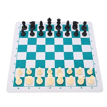 Imagem de aqxreight Conjunto de Xadrez Peças de Plástico Jogos de Tabuleiro Mousepad PU CHESSBOARD CHESS GELECIMENTO CRIMELHO PLÁSTIC