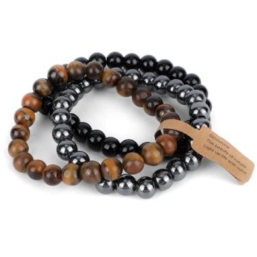 Imagem de 3 Pulseiras de Cristal, Pedra Natural Pulseira Elástica com Contas Joia Espiritual de Equilíbrio Chakras para Mulheres