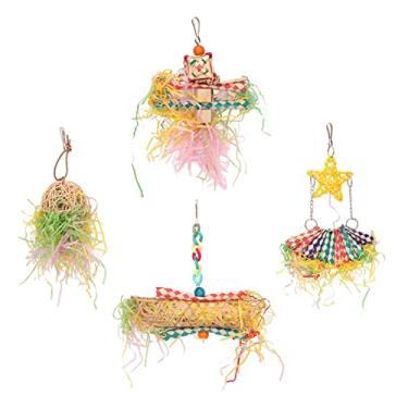 Imagem de Yctze Brinquedos Coloridos de Trituração de Pássaros para Papagaios - Triturador de Papagaio para Alívio de Ansiedade, Brinquedos de Forrageamento Com Ganchos para Pombinhos e Calopsitas