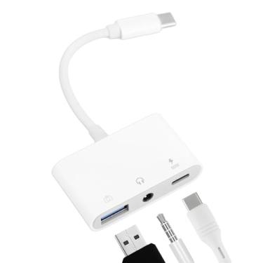 Imagem de Adaptador USB OTG 3 em 1, Adaptador de Fone de Ouvido USB-C para 3,5 mm Equipado com Porta Carregamento Rápido PD 60 W Compatível com iPhone 15/16, MacBook, Samsung, Galaxy