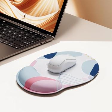Imagem de Mouse pad de escritório com suporte de pulso em gel – Mouse pad ergonômico para jogos, descanso de pulso com base de borracha antiderrapante para escritório, laptop, computador