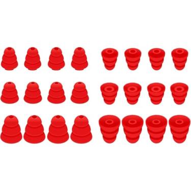 Imagem de 12 pares de pontas de fone de ouvido cônicas de flange tripla de substituição para a maioria dos fones de ouvido intra-auriculares (Sony/Beats/AKG/KZ etc.), P/M/G, 12 pares, vermelho (431R)