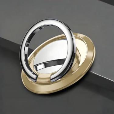 Imagem de 1 peça suporte de anel magnético giratório de 360 graus: universalmente compatível com suportes de carro e almofadas traseiras de telefone (cor dourada)