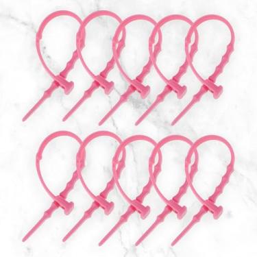 Imagem de Generic 10 peças abraçadeira design espinha de peixe silicone rosa fúcsia 4,45 polegadas