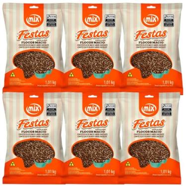 Imagem de Confeito Granulado Chocolate Gourmet Flocos Macios Kit com 6kg Pacotes Mix