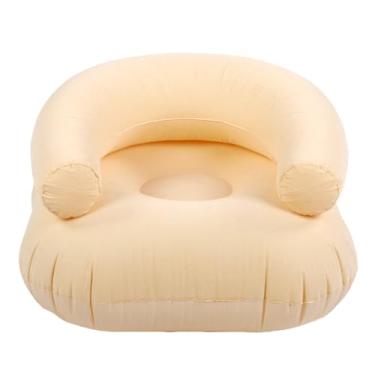 Imagem de Diydeg Cadeira Inflável, sofá Inflável Dobrável Portátil, Cadeira de Saco de Feijão, sofá Preguiçoso, Flocagem de PVC, Confortável para Camping, Jogos, Sala de Estar de (Bege)