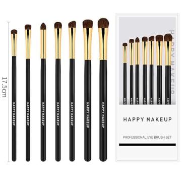 Imagem de Conjunto de pincéis de maquiagem com estojo – 7 peças de conjuntos de pincéis de maquiagem para base, sombra, blush, pó, corretivo, kit de pincéis de contorno com estojo preto