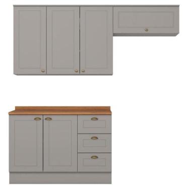 Imagem de Cozinha Modulada 4 Portas Balcao Tampo 200cm Americana Henn - MÓVEIS H