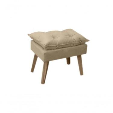 Imagem de Puff Banqueta Decorativa Glamour Com Pés Quadrado Bege Linho - SMF DEC