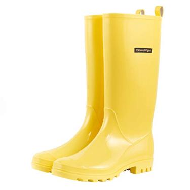 Imagem de Planone Botas de Chuva Femininas e Sapatos de Jardim Impermeáveis, Botas de Chuva Antiderrapantes para Mulheres com Palmilhas Confortáveis, Sapatos de Chuva Leve Estilosos e Sapatos de Trabalho ao Ar Livre, Cream Yellow, 6