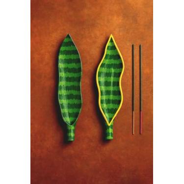 Imagem de Kit 2 Incensários Folha Espada de São Jorge e Santa Bárbara – Ogum, Iansã – Proteção, Decoração, Espiritualidade e Suporte para Incensos