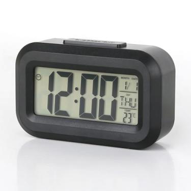 Imagem de Mini Relógio Digital LED com Despertador, Display de Temperatura e Data, Portátil, Preto ou Branco, 9 x 5.5 x 3 cm, Alimentação por Pilhas AAA