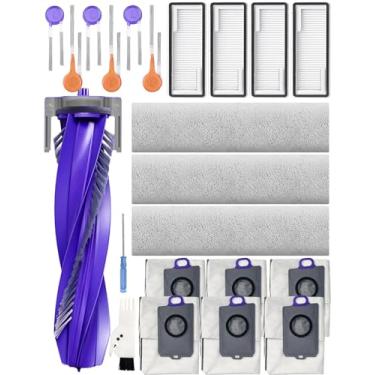 Imagem de 22 acessórios compatíveis com o robô aspirador de pó Narwal Flow, conjunto de peças de reposição, incluindo 3 almofadas de esfregão, 1 escova principal, 4 escovas laterais (par), 4 filtros HEPA, 6