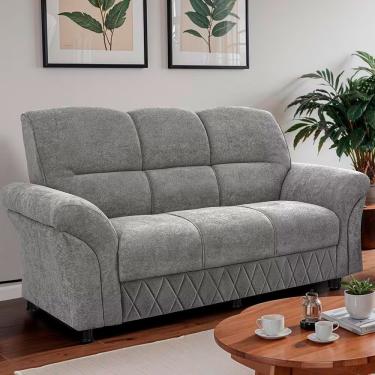 Imagem de Sofá 3 Lugares Cama Inbox Mourato 187cm De Largura Em Bouclé Cinza Claro