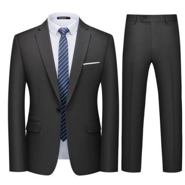 Imagem de Conjunto de roupas masculino WULFUL, 2 peças, Slim Fit, One Button, pr