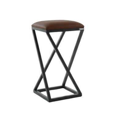 Imagem de Banco Banqueta Baixa Bistro Cozinha Americana Gourmet Estrutura Metalon Marrom