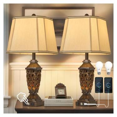 Imagem de Lâmpada AIDENOEY 27,5", mesa, portas USB e USB-C vintage