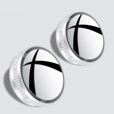 Imagem de Pacote com 2 espelhos de ponto cego para carros - Espelho retrovisor de ângulo amplo ajustável de 360°, espelho lateral convexo à prova d'água HD, assistente de ponto cego, acessórios de carro para