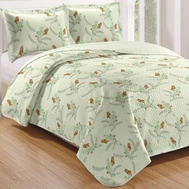 Imagem de Kit Cobre Leito Solteiro + 1 Porta-travesseiro Patchwork Jasmine - Green