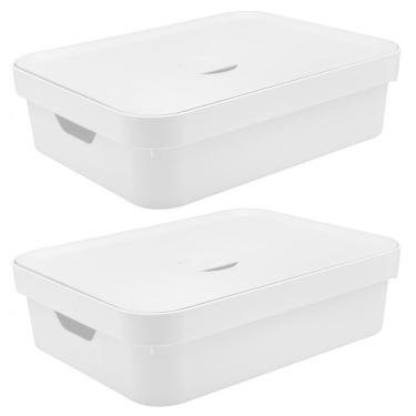 Imagem de Caixa Organizadora Ou Plastico 16L Cube Branca 02 Unidades