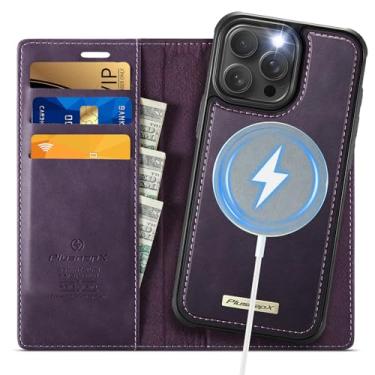 Imagem de PlusnapX Capa carteira para iPhone 13 Pro Max compatível com Magsafe, 2 em 1 de couro PU flip com bloqueio de RFID, suporte para cartão, à prova de choque, magnética destacável para iPhone 13 Pro Max