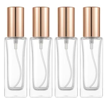 Imagem de 4 frascos de spray de perfume de vidro de 30 ml com tampas de ouro rosa recarregáveis, recipientes vazios atomizadores, frascos de perfume de viagem de 28 g para óleos essenciais, viagens, aromas DIY