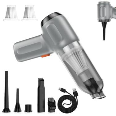 Imagem de Fanisic Mini aspirador de pó de carro, aspirador de pó portátil sem fio, recarregável, sucção forte de 15000pa, 3 em 1, soprador de ar/bomba manual para carro/teclado/casa/escritório, inflar/esvaziar