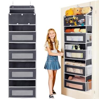 Imagem de Organizador de porta para pendurar com 5 prateleiras de grande capacidade, com bolsos e compartimentos para brinquedos, sapatos, fraldas, roupas, armazenamento atrás da porta para armário, parede