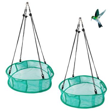 Imagem de 2un Bandeja Coletora Sementes para Pássaros, 41,5cm Diâmetro Plataforma Suspensa Alimentador Pássaros Bandeja Malha com Cordões Design à Prova Vento para Uso Externo Quintal Jardim Gramado