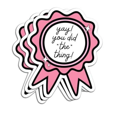 Imagem de Adesivo Yay You Did The Thing (3 peças) Adesivos de vinil à prova d'água com citação motivacional e motivacional para livros, laptops, telefone, garrafas de água, copo Kindle, 7,6 cm