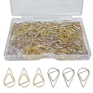 Imagem de 150 peças de clipes de papel dourados pequenos clipes de papel decorativos clipes de gota d'água