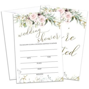 Imagem de Convites de festa de casamento, convites de chá de panela de flores cor-de-rosa, convites de preenchimento de flores para festa de despedida de solteira, lembrancinhas de suprimentos de decoração de