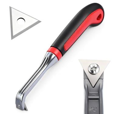 Imagem de Lanties Raspador de carboneto com lâminas de substituição, lâmina de aço de tungstênio de três gumes de 2,5 cm, ferramenta de raspador de tinta ergonômica, raspador de tinta