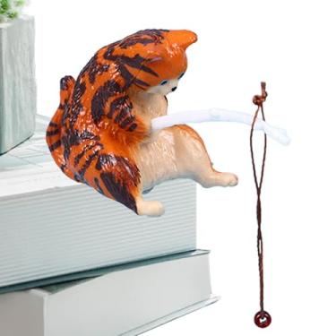 Imagem de Shakven Pesca de gato de aquário,Aquário de estátua de gato de pesca, Decoração de gato de aquário, Estatueta de pesca de gatinho, decoração fofa de estátua de gato, decoração de estátua de gato para